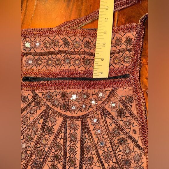 NEW BROWN hobo cloth bag with mirror and detailed trim - Picture 5 of 12